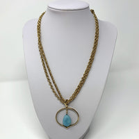Monet Gold-Tone Necklace 17" Turquoise Stone Pendant