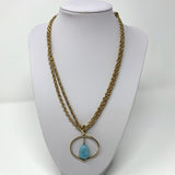 Monet Gold-Tone Necklace 17" Turquoise Stone Pendant