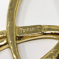 Crown Trifari Gold Tone Bow Brooch