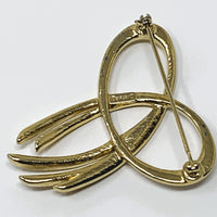 Crown Trifari Gold Tone Bow Brooch