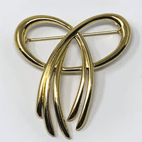 Crown Trifari Gold Tone Bow Brooch