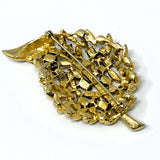 Lisner Gold-Tone Leaf Rhinestone Brooch