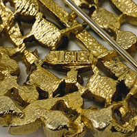 Lisner Gold-Tone Leaf Rhinestone Brooch
