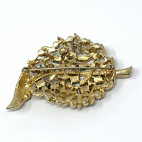 Lisner Gold-Tone Leaf Rhinestone Brooch