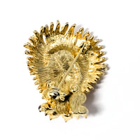 Boucher Lion Coral Color Lucite Head Gold Tone Brooch