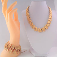 Coro Francois Gold Leaf Choker Necklace and Bracelet